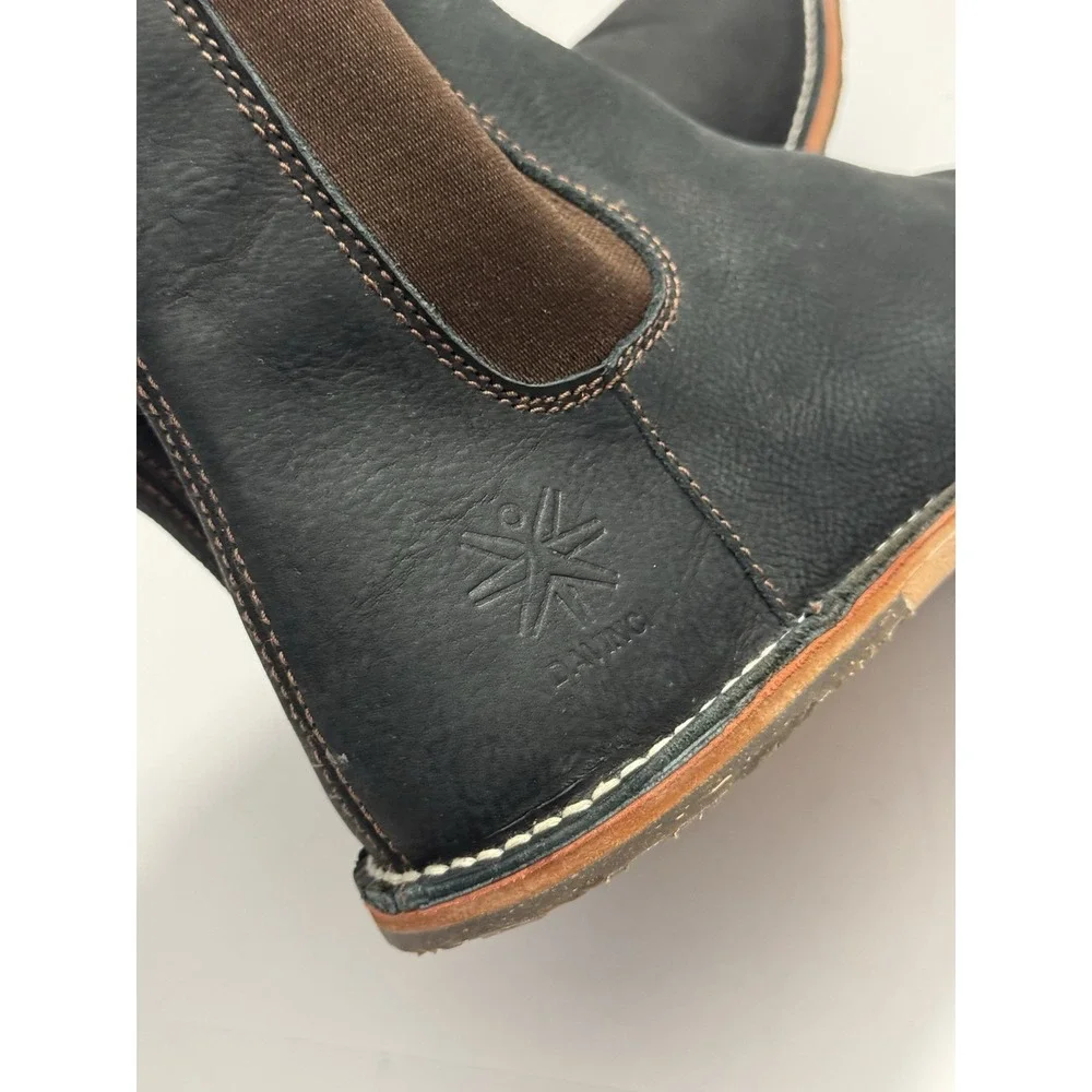 NWOB Davinci Men's Size 10 Navy Blue Leather Handmade Pull On Chelsea Boots